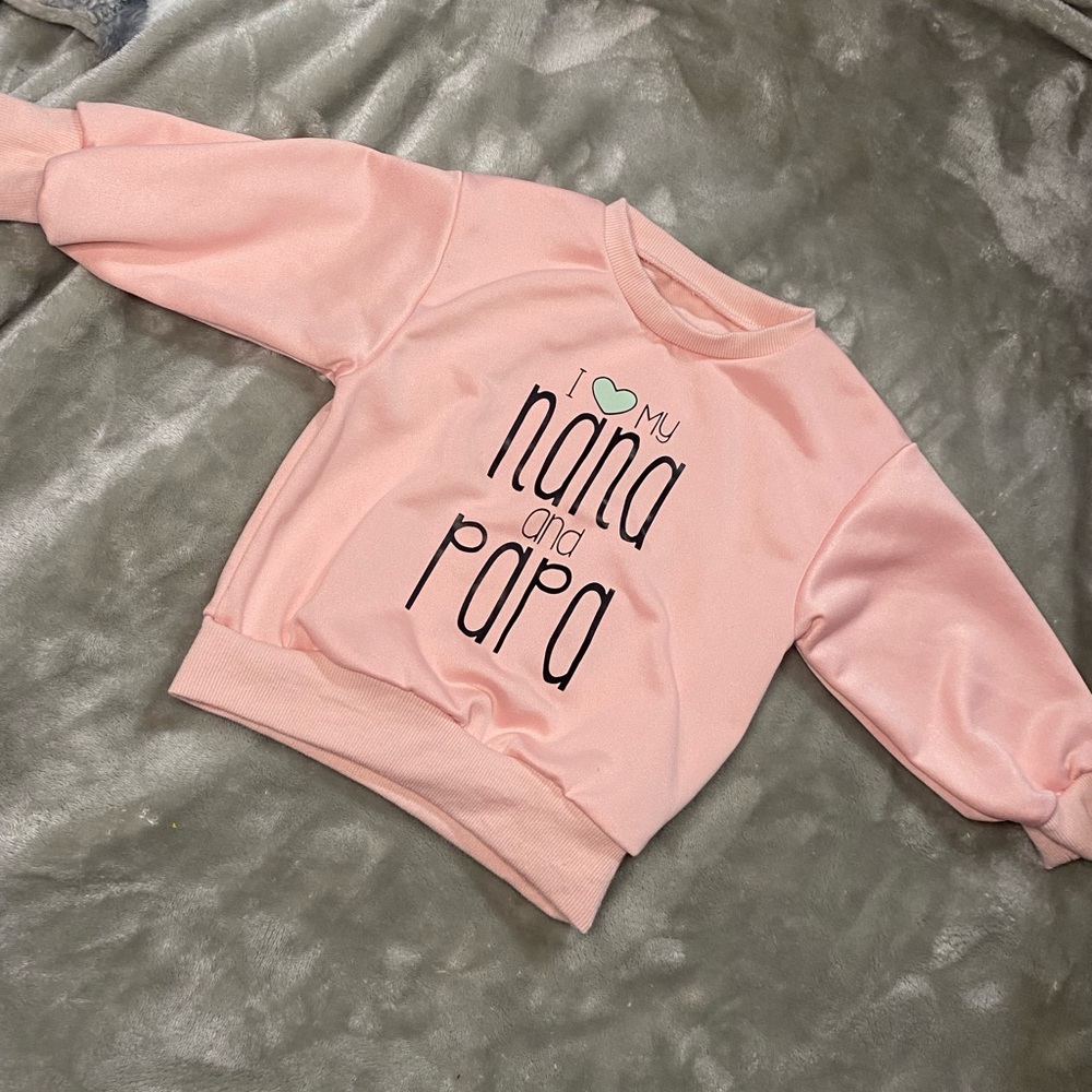 Cute "I Love My Nana and Papa" Pink Sweatshirt - Size 1-2Y